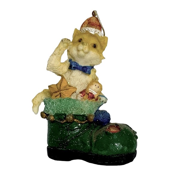 Vintage Cat Puss in Boots Ornaments Christmas Tree Decor Cats in Boots Set of 2 - Picture 3 of 16